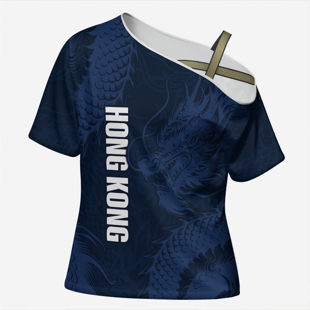 Custom Hong Kong Rugby 2026 Cross Shoulder Shirt Go Dragon Blue Version