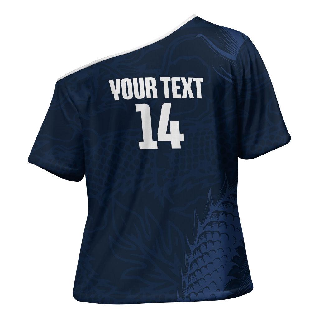 Custom Hong Kong Rugby 2026 Cross Shoulder Shirt Go Dragon Blue Version