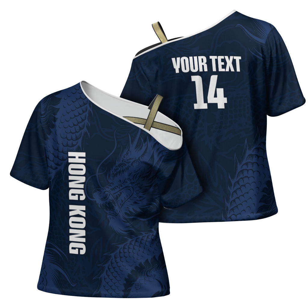 Custom Hong Kong Rugby 2026 Cross Shoulder Shirt Go Dragon Blue Version