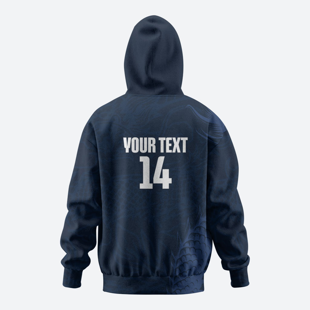 Custom Hong Kong Rugby 2026 Hoodie Go Dragon Blue Version