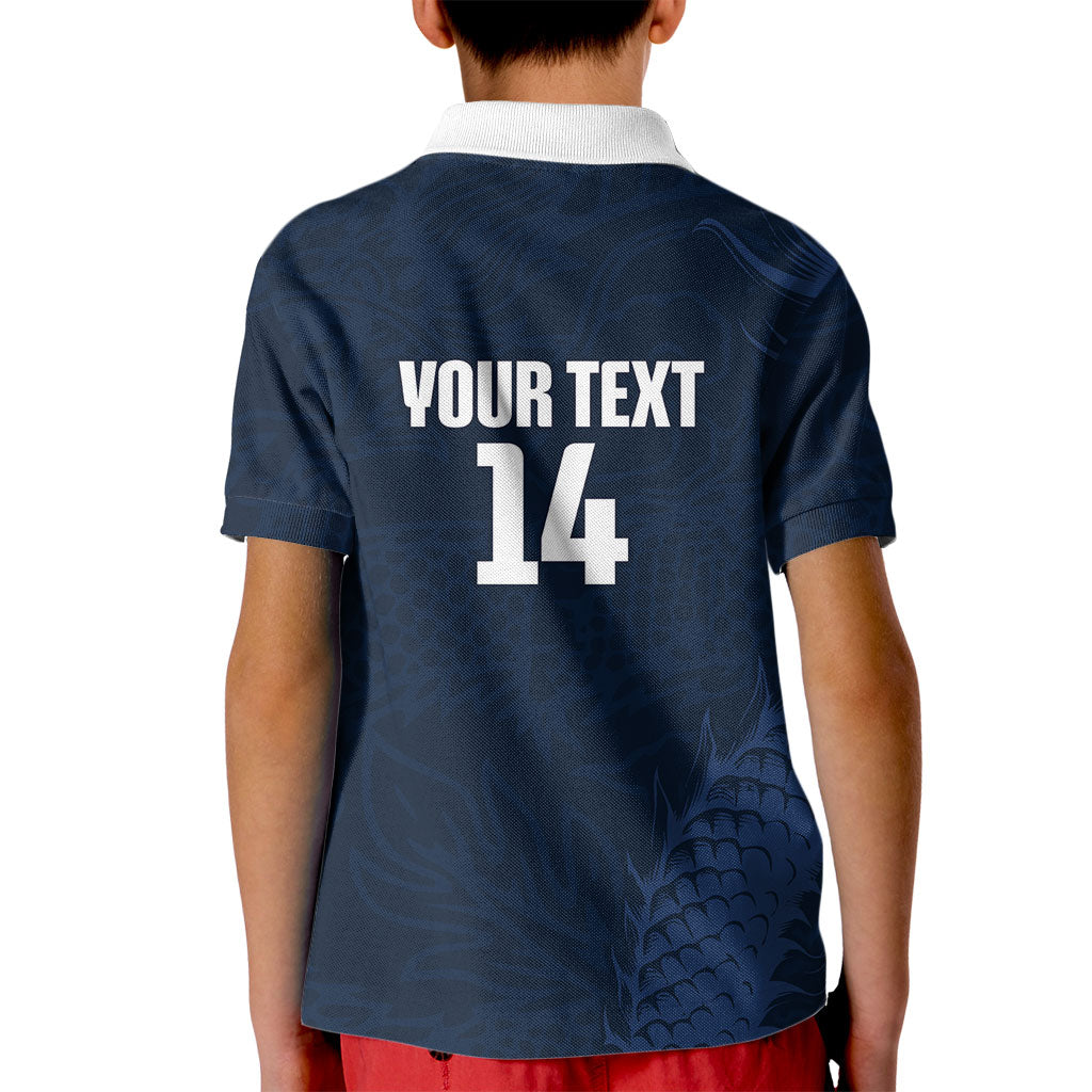 Custom Hong Kong Rugby 2026 Kid Polo Shirt Go Dragon Blue Version