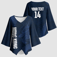 Custom Hong Kong Rugby 2026 Kimono Sleeve Blouse Go Dragon Blue Version
