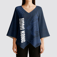 Custom Hong Kong Rugby 2026 Kimono Sleeve Blouse Go Dragon Blue Version