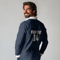 Custom Hong Kong Rugby 2026 Long Sleeve Polo Shirt Go Dragon Blue Version
