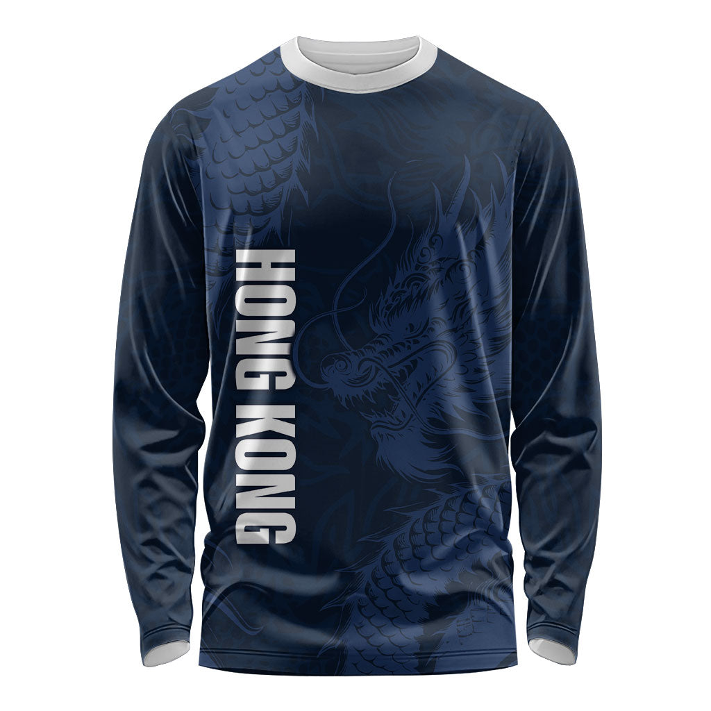 Custom Hong Kong Rugby 2026 Long Sleeve Shirt Go Dragon Blue Version