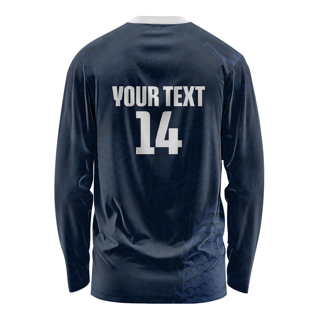 Custom Hong Kong Rugby 2026 Long Sleeve Shirt Go Dragon Blue Version
