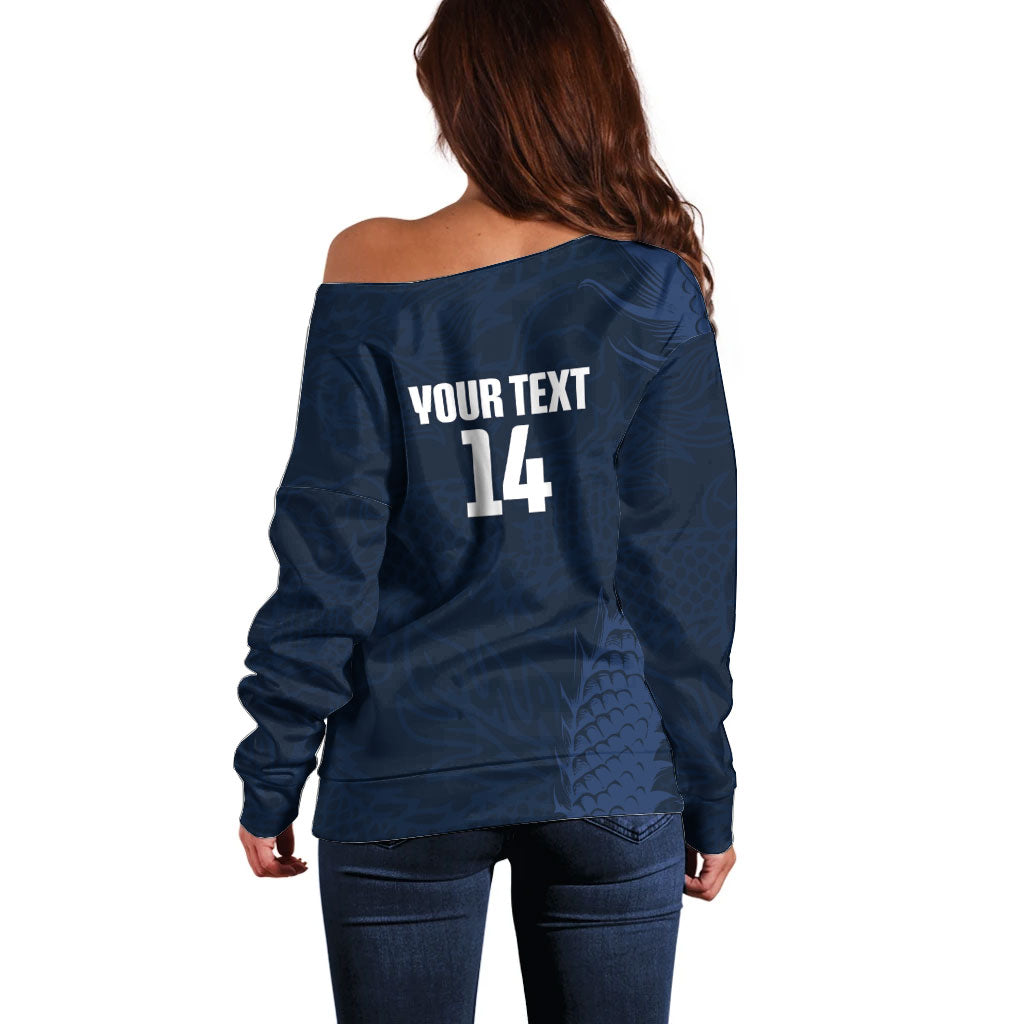 Custom Hong Kong Rugby 2026 Off Shoulder Sweater Go Dragon Blue Version