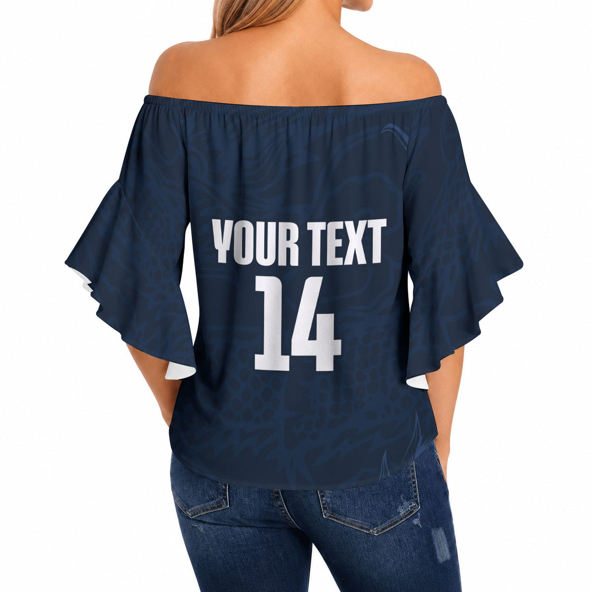 Custom Hong Kong Rugby 2026 Off Shoulder Wrap Waist Top Go Dragon Blue Version