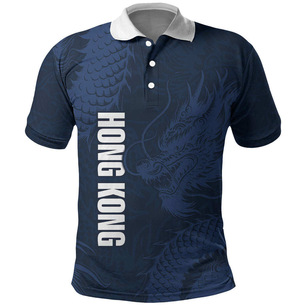 Custom Hong Kong Rugby 2026 Polo Shirt Go Dragon Blue Version