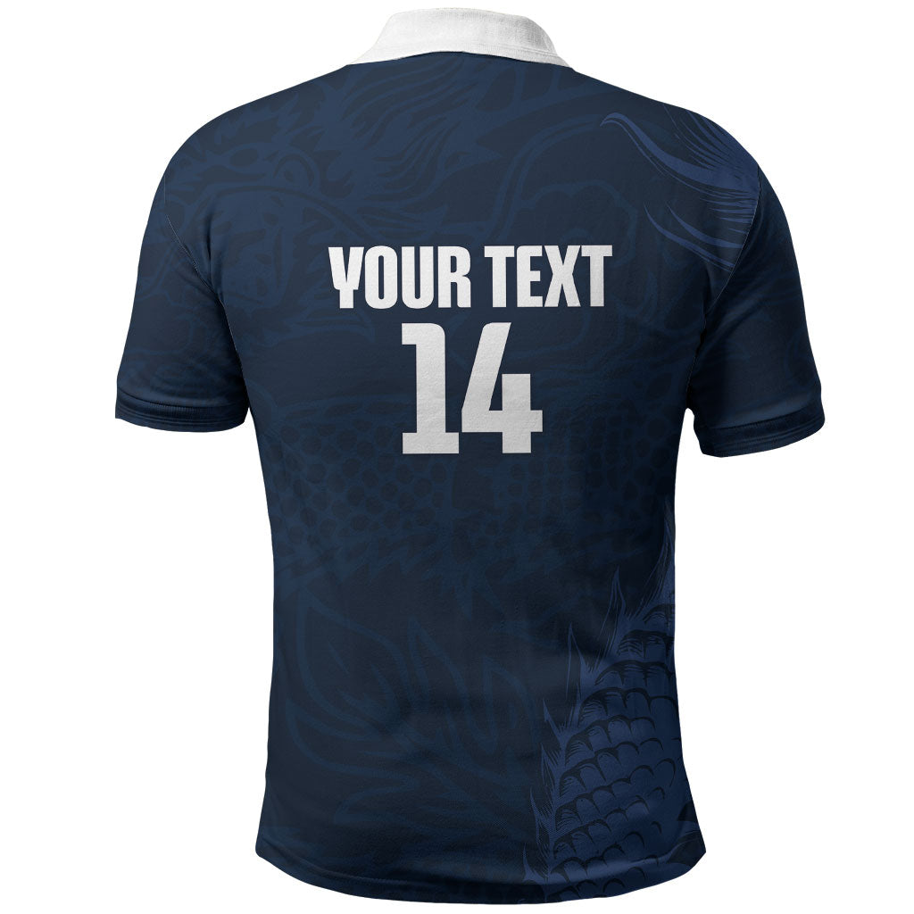Custom Hong Kong Rugby 2026 Polo Shirt Go Dragon Blue Version