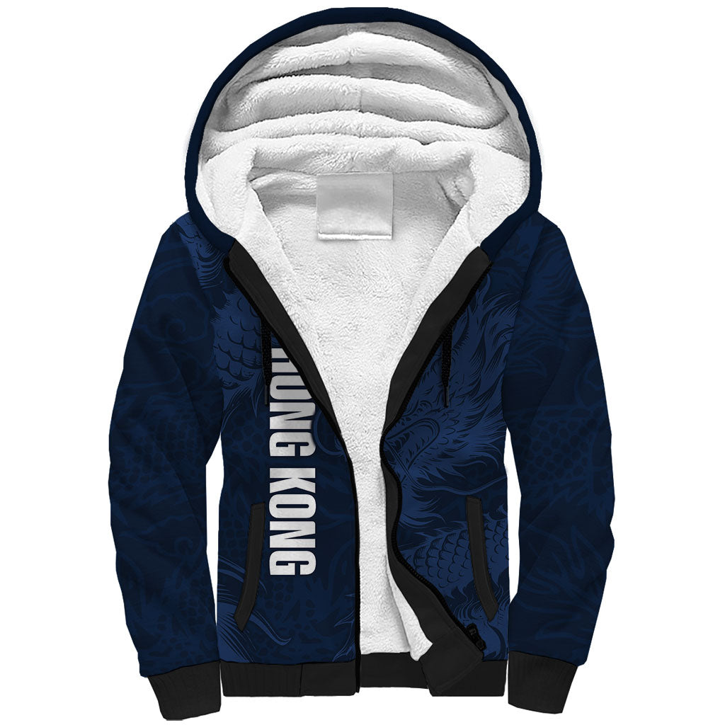 Custom Hong Kong Rugby 2026 Sherpa Hoodie Go Dragon Blue Version