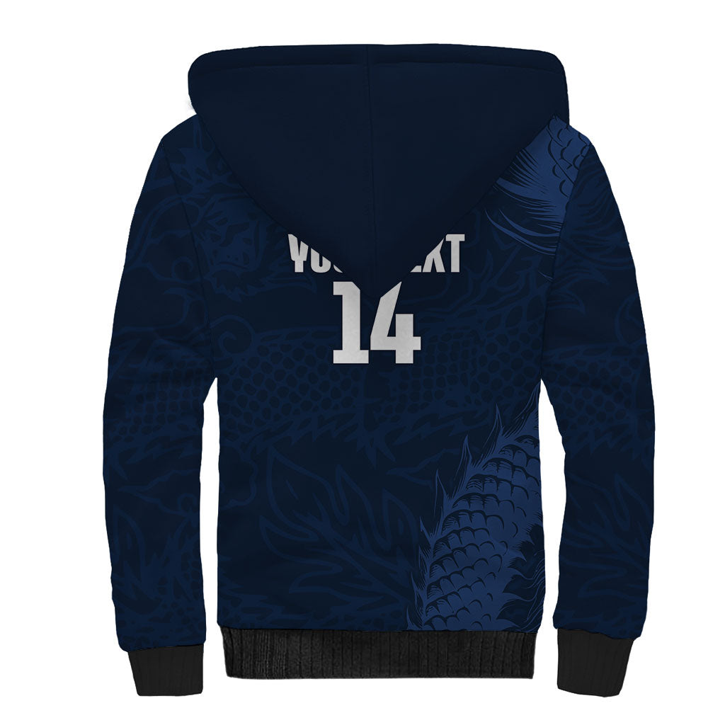 Custom Hong Kong Rugby 2026 Sherpa Hoodie Go Dragon Blue Version