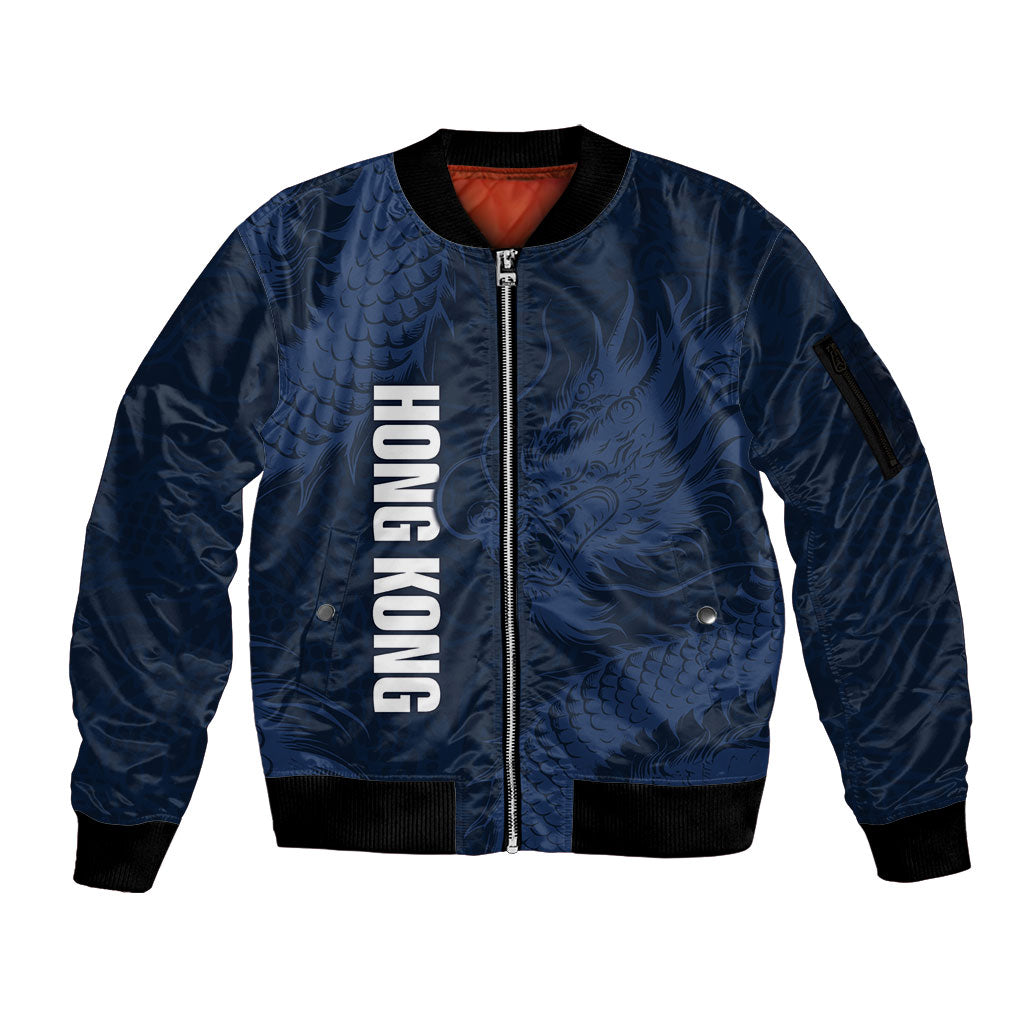 Custom Hong Kong Rugby 2026 Sleeve Zip Bomber Jacket Go Dragon Blue Version