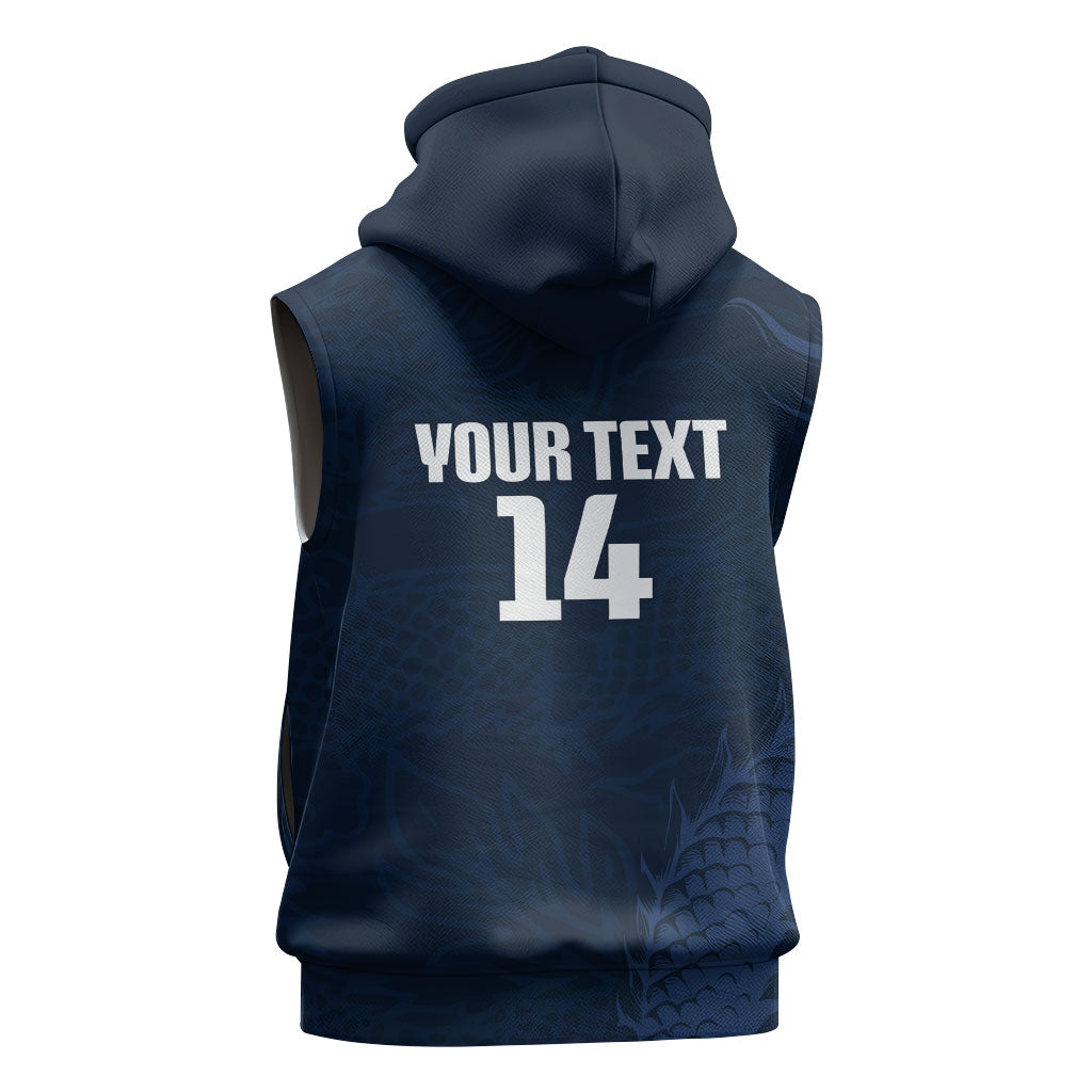 Custom Hong Kong Rugby 2026 Sleeveless Hoodie Go Dragon Blue Version