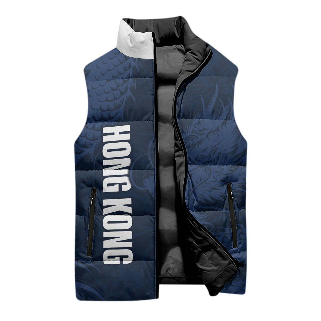 Custom Hong Kong Rugby 2026 Sleeveless Puffer Jacket Go Dragon Blue Version