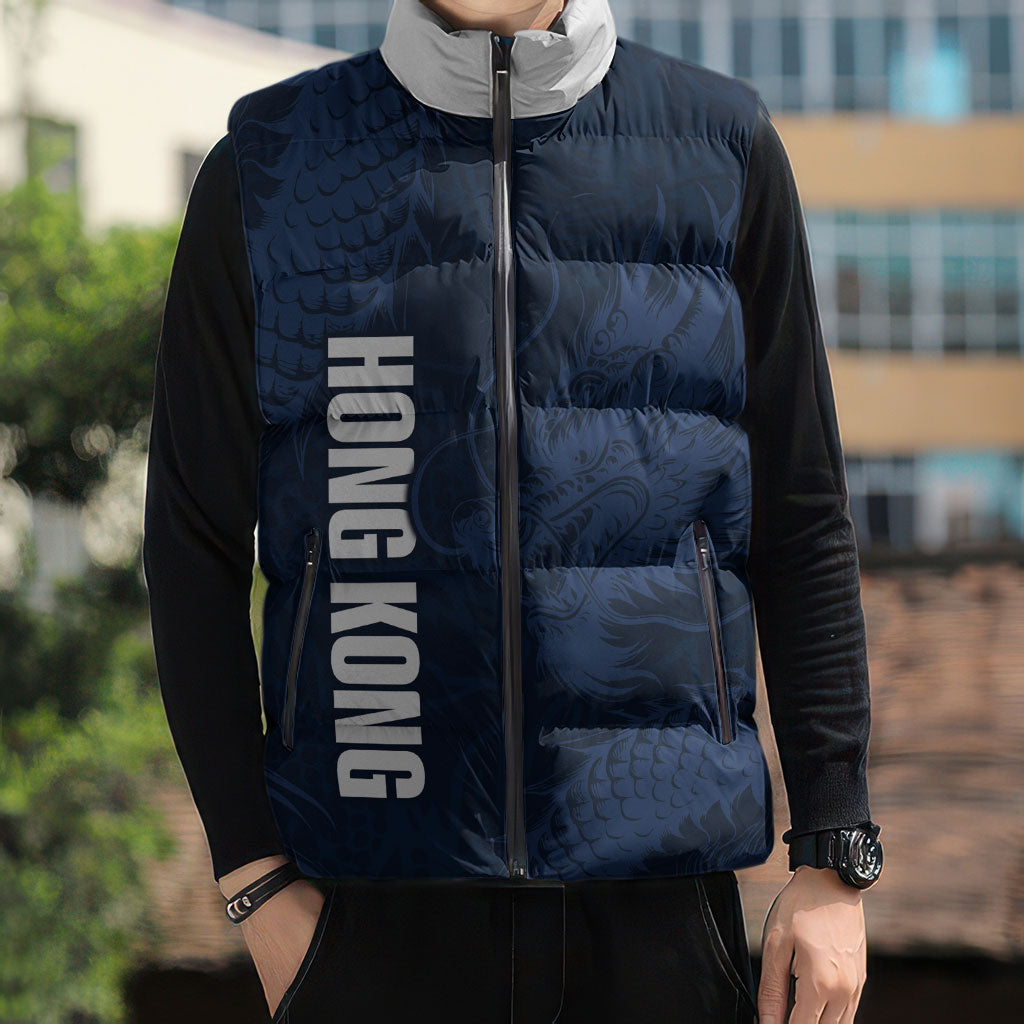 Custom Hong Kong Rugby 2026 Sleeveless Puffer Jacket Go Dragon Blue Version