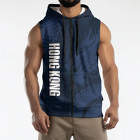 Custom Hong Kong Rugby 2026 Sleeveless Zip Hoodie Go Dragon Blue Version