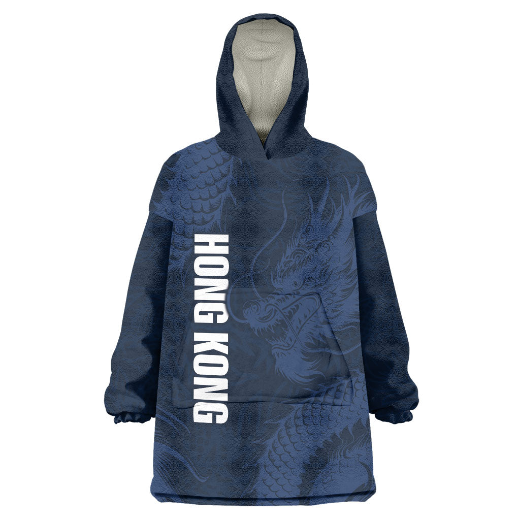Custom Hong Kong Rugby 2026 Wearable Blanket Hoodie Go Dragon Blue Version