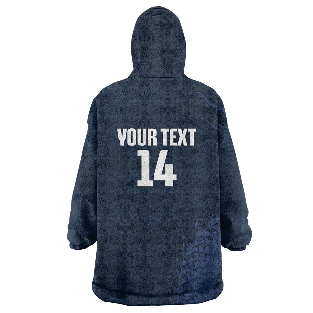 Custom Hong Kong Rugby 2026 Wearable Blanket Hoodie Go Dragon Blue Version