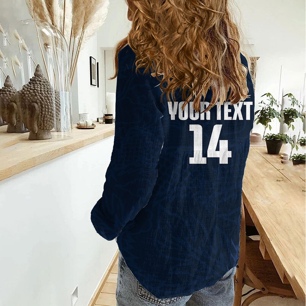 Custom Hong Kong Rugby 2026 Women Casual Shirt Go Dragon Blue Version