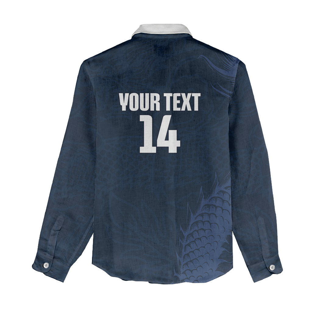 Custom Hong Kong Rugby 2026 Women Casual Shirt Go Dragon Blue Version