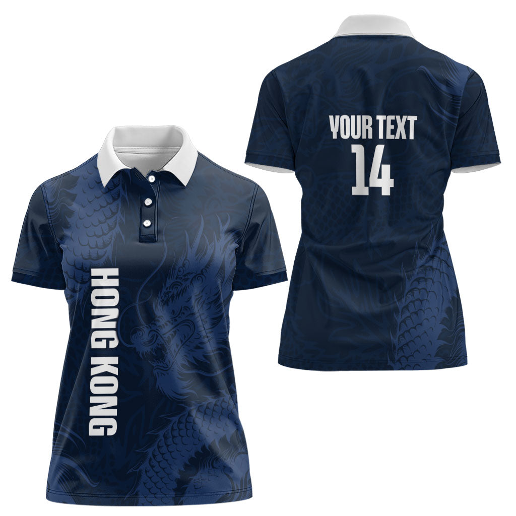 Custom Hong Kong Rugby 2026 Women Polo Shirt Go Dragon Blue Version