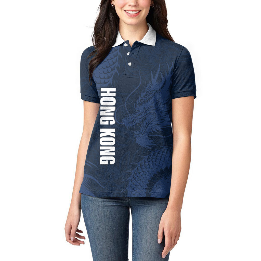Custom Hong Kong Rugby 2026 Women Polo Shirt Go Dragon Blue Version