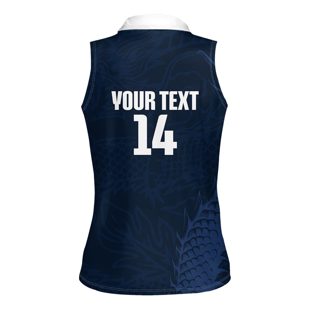 Custom Hong Kong Rugby 2026 Women Sleeveless Polo Shirt Go Dragon Blue Version