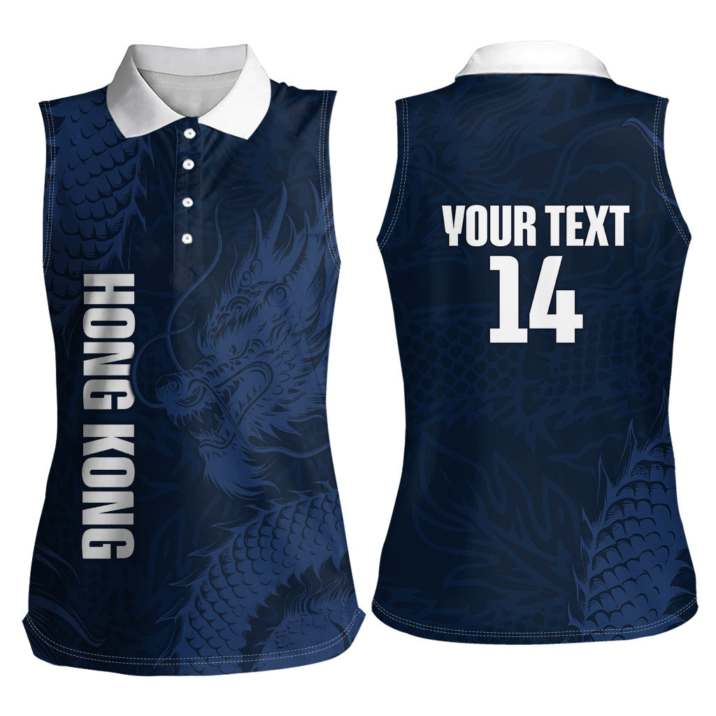 Custom Hong Kong Rugby 2026 Women Sleeveless Polo Shirt Go Dragon Blue Version