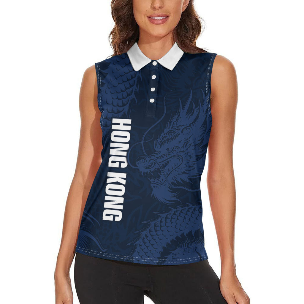 Custom Hong Kong Rugby 2026 Women Sleeveless Polo Shirt Go Dragon Blue Version