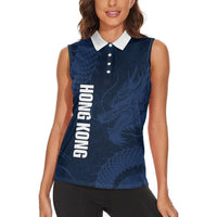 Custom Hong Kong Rugby 2026 Women Sleeveless Polo Shirt Go Dragon Blue Version