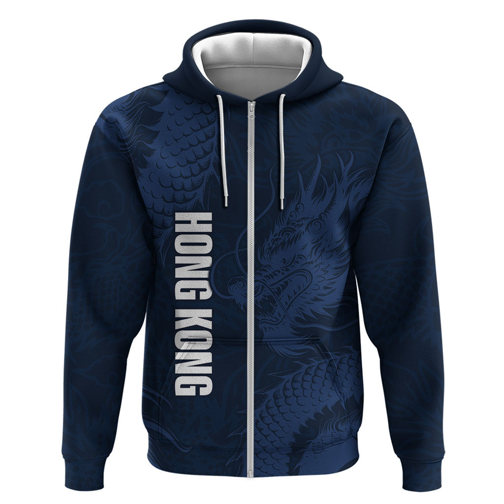 Custom Hong Kong Rugby 2026 Zip Hoodie Go Dragon Blue Version