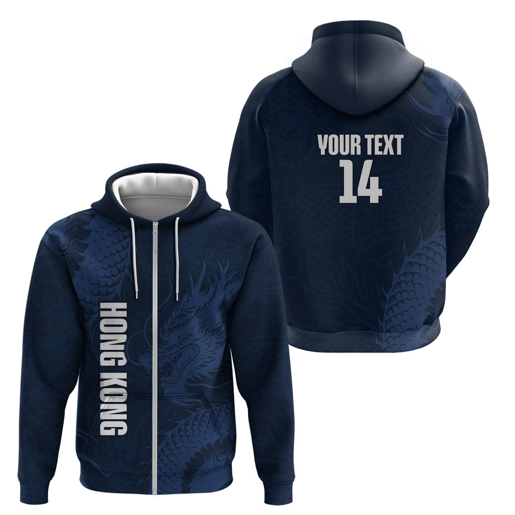 Custom Hong Kong Rugby 2026 Zip Hoodie Go Dragon Blue Version