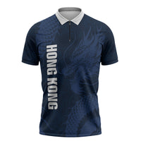 Custom Hong Kong Rugby 2026 Zipper Polo Shirt Go Dragon Blue Version