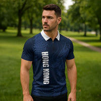 Custom Hong Kong Rugby 2026 Zipper Polo Shirt Go Dragon Blue Version