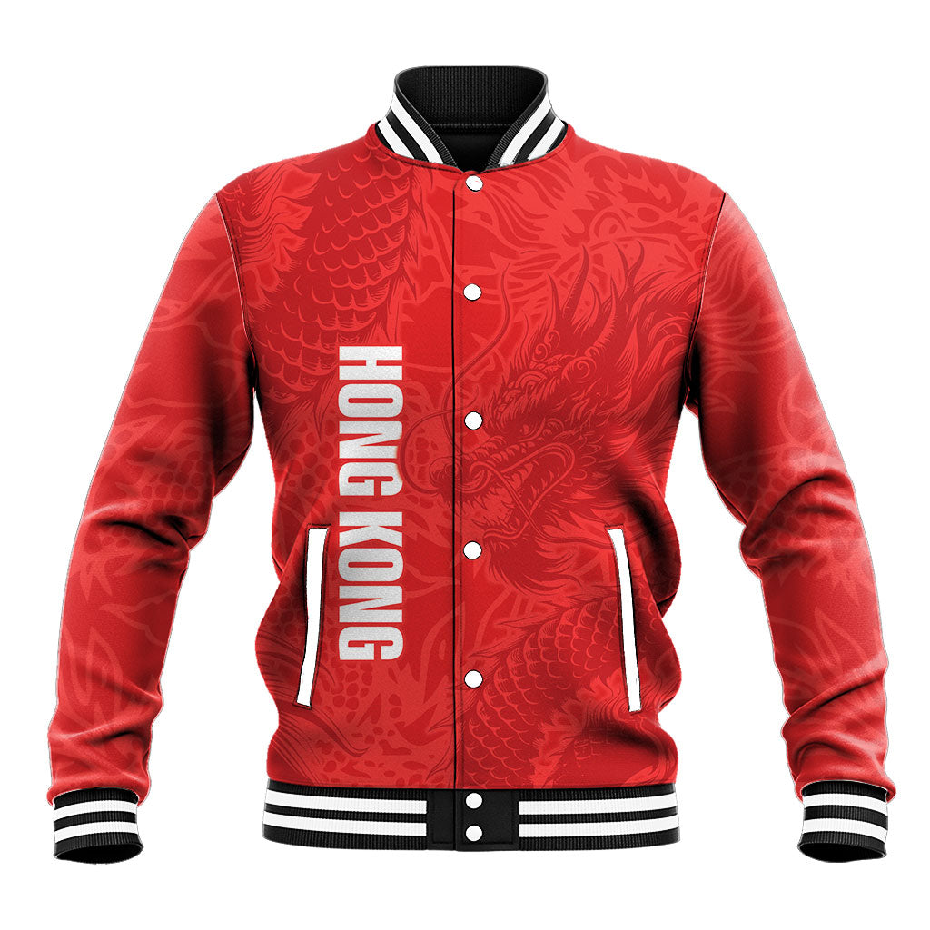 Custom Hong Kong Rugby 2026 Baseball Jacket Go Dragon Red Version