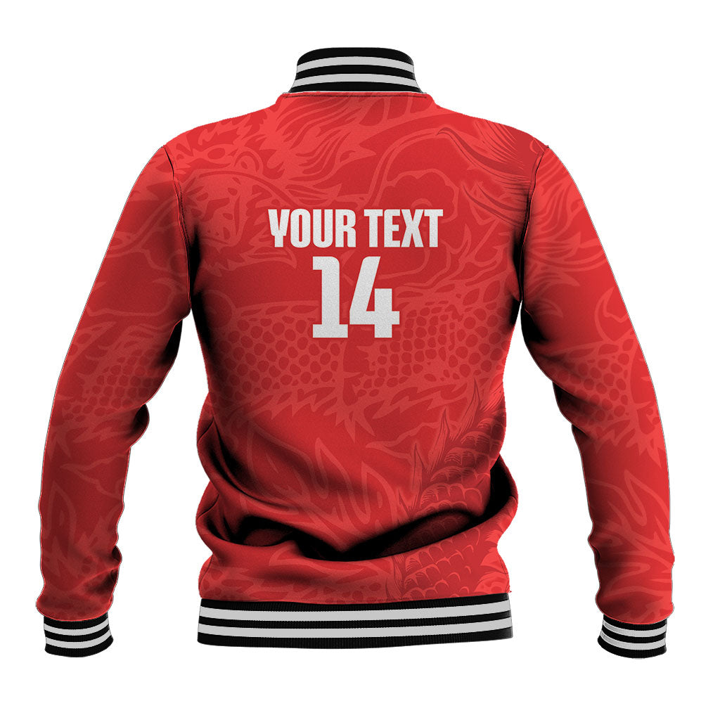 Custom Hong Kong Rugby 2026 Baseball Jacket Go Dragon Red Version