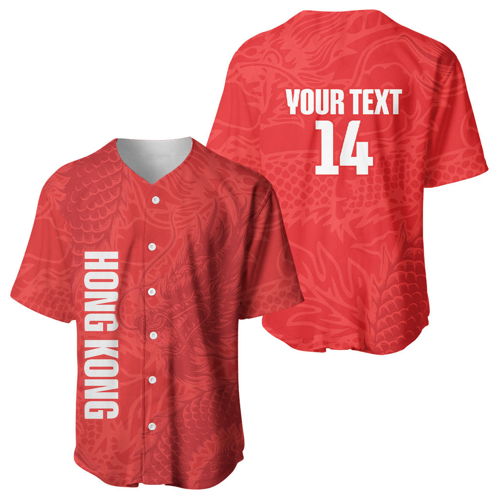 Custom Hong Kong Rugby 2026 Baseball Jersey Go Dragon Red Version