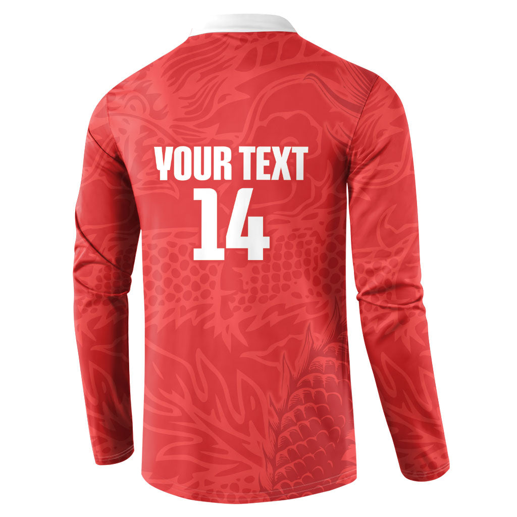 Custom Hong Kong Rugby 2026 Button Sweatshirt Go Dragon Red Version