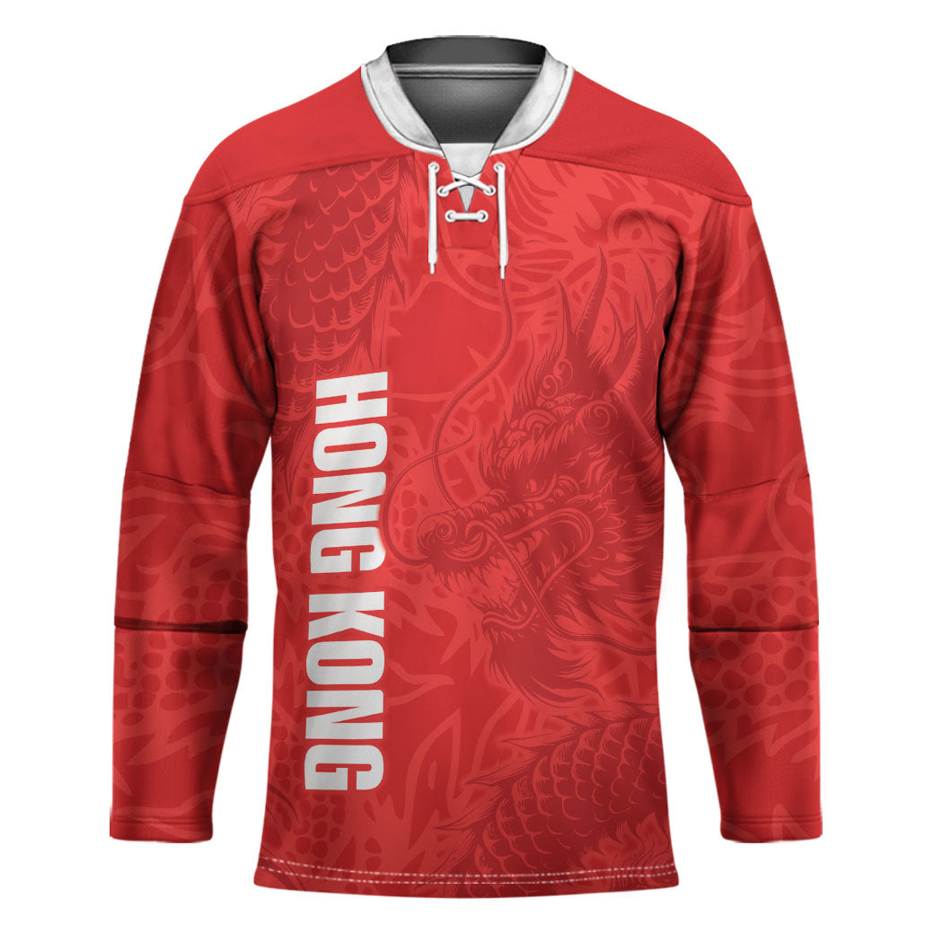 Custom Hong Kong Rugby 2026 Hockey Jersey Go Dragon Red Version