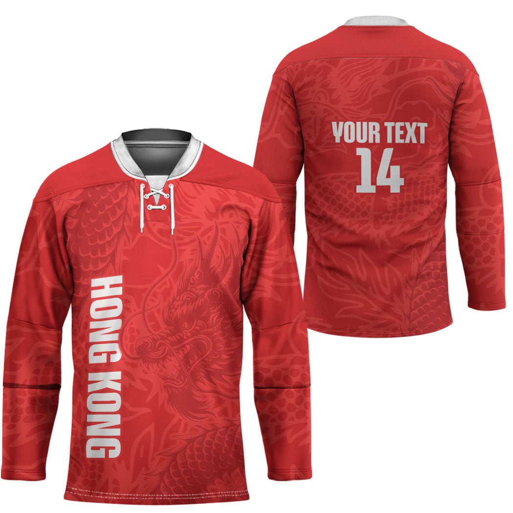 Custom Hong Kong Rugby 2026 Hockey Jersey Go Dragon Red Version