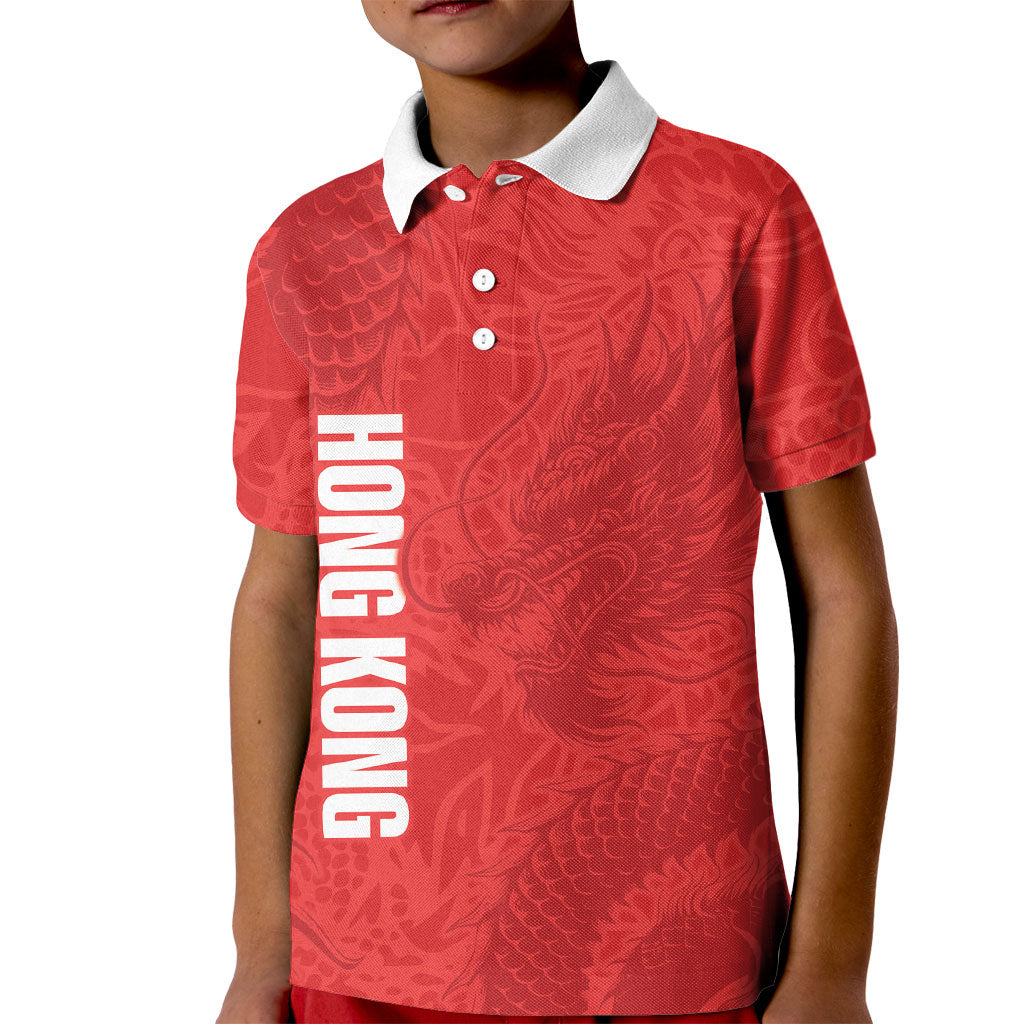 Custom Hong Kong Rugby 2026 Kid Polo Shirt Go Dragon Red Version