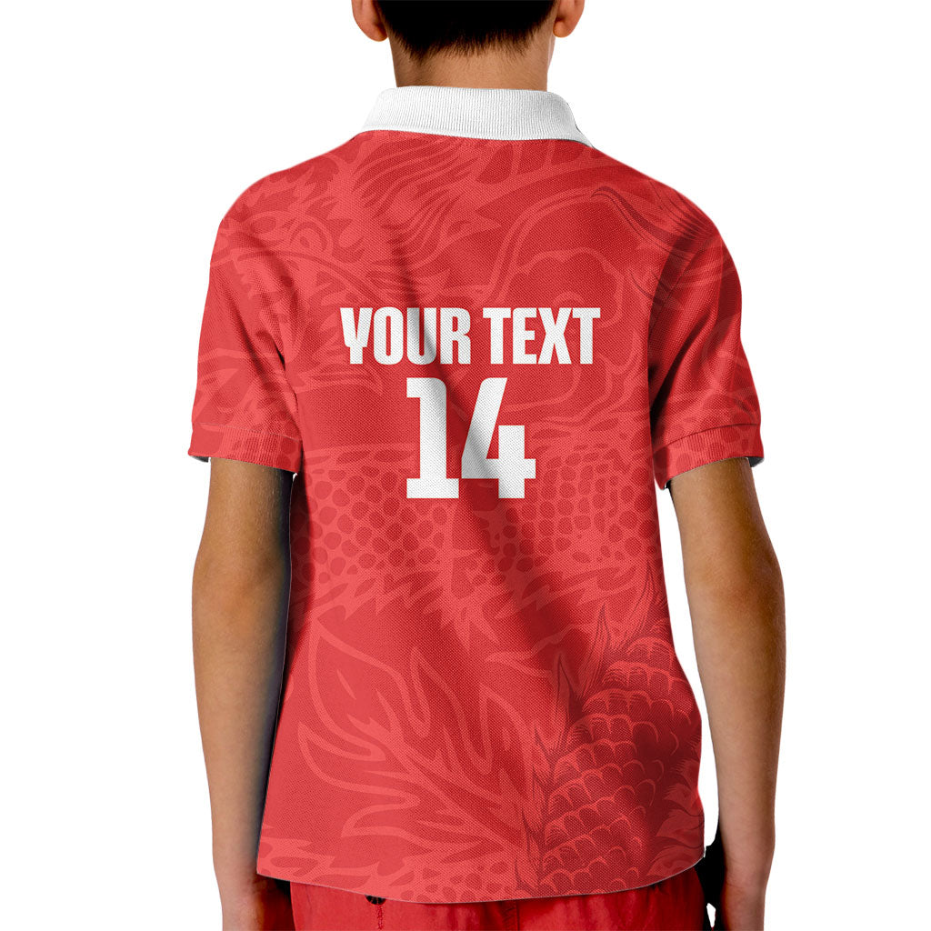 Custom Hong Kong Rugby 2026 Kid Polo Shirt Go Dragon Red Version