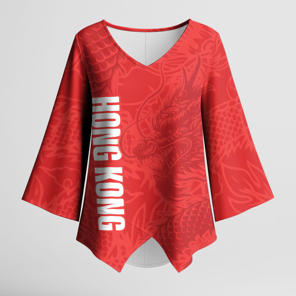Custom Hong Kong Rugby 2026 Kimono Sleeve Blouse Go Dragon Red Version