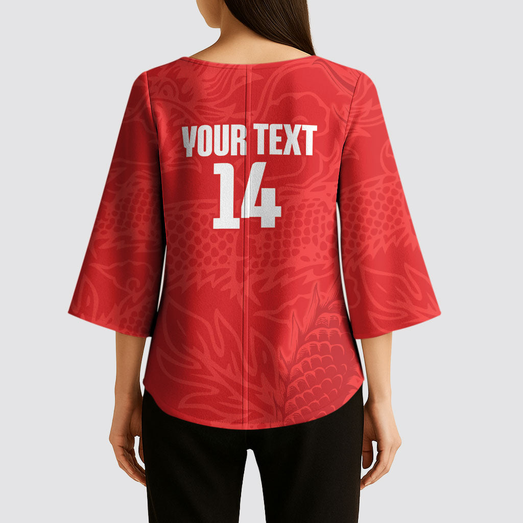 Custom Hong Kong Rugby 2026 Kimono Sleeve Blouse Go Dragon Red Version