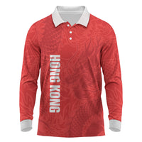 Custom Hong Kong Rugby 2026 Long Sleeve Polo Shirt Go Dragon Red Version