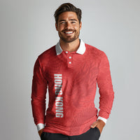 Custom Hong Kong Rugby 2026 Long Sleeve Polo Shirt Go Dragon Red Version
