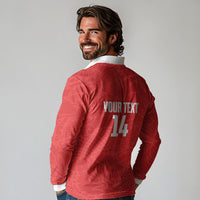 Custom Hong Kong Rugby 2026 Long Sleeve Polo Shirt Go Dragon Red Version