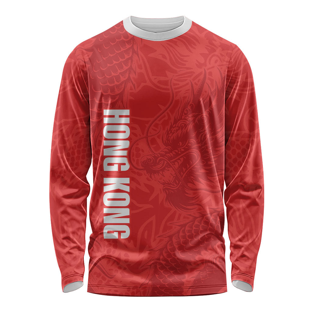 Custom Hong Kong Rugby 2026 Long Sleeve Shirt Go Dragon Red Version