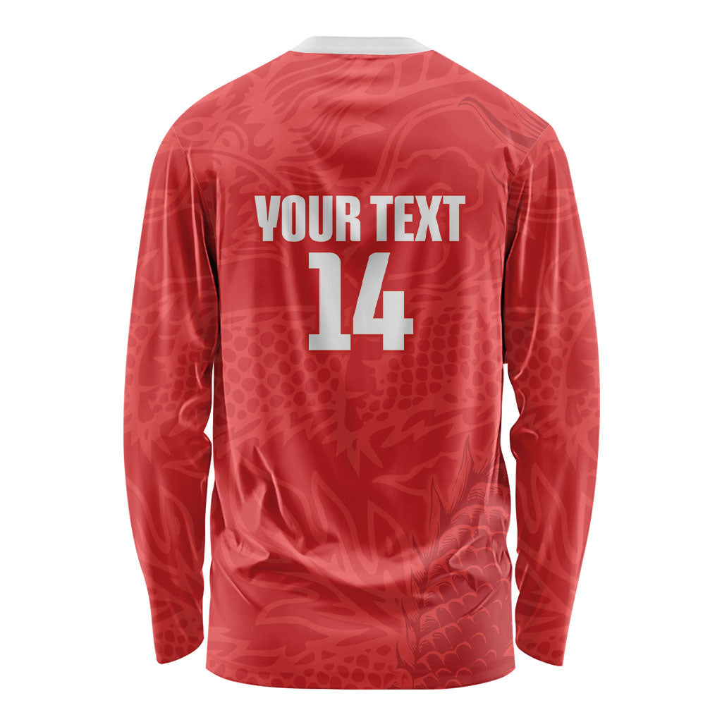 Custom Hong Kong Rugby 2026 Long Sleeve Shirt Go Dragon Red Version